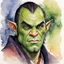 Placeholder: dnd, watercolour, illustration, portrait, half-orc, abbot