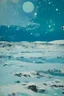 Placeholder: A cyan tundra with falling snowflakes painted by Lyonel Charles Feininger
