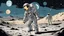 Placeholder: comic style, Moon landing