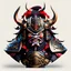 Placeholder: japanese oni in shogun armor, head only, front view, anime style, flat colors, no background colors