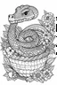 Placeholder: Outline art for coloring page, RATTLESNAKE IN A FLOWERY BASKET, coloring page, white background, Sketch style, only use outline, clean line art, white background, no shadows, no shading, no color, clear