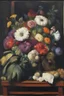 Placeholder: George Bellows oil painting tufting tapestry exotic flowers bouquet