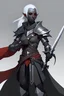 Placeholder: Drow elf wearing Christmas simple leather holding a great sword with both hands