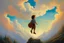 Placeholder: A child having a beautiful dream floating on a cloud painted by Michael Whelan. concept art, mid shot, intricately detailed, color depth, dramatic, 2/3 face angle, side light, colorful background