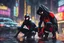 Placeholder: Miles morales in 8k nier automata drawing style, spider man them, cinematic mood, neon effect, close picture, rain, highly detailed, high details, detailed portrait, masterpiece,ultra detailed, ultra quality