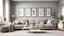 Placeholder: modern living room with sofa. scandinavian interior design furniture. 3d illustration