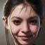 Placeholder: latina female half dragon half human, dragon portrait, portrair, dragon head, dragon face, big eyes, smile, dragon with fathers, happy, 8k resolution, high-quality, fine-detail, fantasy, incredibly detailed, ultra high resolution, 8k, complex 3d render, cinema 4d