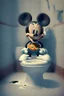 Placeholder: Mickey mouse sitting on a toilet