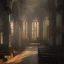 Placeholder: old church interior filled with people, scary, steam punk, realistic, made in octane, cinematic, ultra-realistic, extremely detailed octane rendering, 8K, VRAY Super Real ar 2:3, dof photorealistic futuristic 50mm lens hard lighting dark gray tintype photograph, realistic lighting