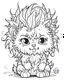 Placeholder: coloring page, side Gothic chibi werewolf with wild, fluffy hair, Manga style, thick lines, low detail, no shading, --ar 9:11 --v 5