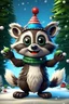 Placeholder: Make a Christmas raccoon from the game my singing monsters that has electric hands