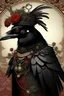 Placeholder: A magnificent (((raven ))), adorned in intricate ((Victorian clothing)), with its gaze fixed solemnly ahead, standing ominously against a backdrop of a (valentines card)