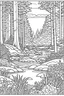 Placeholder: coloring page, nature, relaxing, "Enchanted Forest Retreat: Discover a peaceful scene with towering trees and woodland" full view, realistic, coloring page, only draw lines, coloring book, clean line art, –no sketch, color, –ar 3:4, white background, minimalistic black lines, minimal black color, low level black colors, coloring page, avoid thick black colors, thin black line art, avoid colors, perfect shape, perfect clear lines,