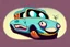 Placeholder: whimsical cartoon car with big eyes and its front grill forming a friendly smile, with a mouse character riding on it.