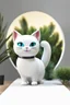 Placeholder: logo design, bunchy, 3d lighting, white cat, highly detailed face, cut off, symmetrical, friendly, minimal, round, simple, cute