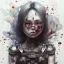 Placeholder: body anormal cry blood girl cute, watercolor illustration by <agnes cecile> <John Kenn Mortensen> <Yoji Shinkawa>,