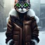 Placeholder: Cyberpunk Portrait of cyborg cat child with brown hair and with cute face, north pole snowy vibe , perfect composition, hyperrealistic, super detailed, 8k, high quality, trending art, trending on artstation, sharp focus, studio photo, intricate details, highly detailed, by greg rutkowski