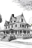 Placeholder: black and white architectural rendering of a luxury HOME styled IN THE FORM OF CAPE COD STYLED house rough sketch