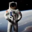 Placeholder: an astronaut in space, highly detailed, puffer jacket, 3d render