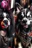 Placeholder: little dog , with the same make-up of the demon from the band KISS ,