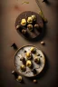 Placeholder: Ravioli, renaissance style still life Of Ravioli dish with natural chocolate and hazelnuts, olive oil. moisture, art, natural, ornaments, marble, gold, high kitchen, smooth, gradient color background, unreal engine 5, ray tracing, RTX, lumen lighting, ultra detail, volumetric lighting, 3d.