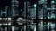 Placeholder: Modern scyscrapers in the night reflecting in still water