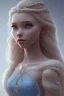 Placeholder: 20 year old girl, cute, beautiful, blonde hair, Elsa hair, blue eyes, big eyes, pale skin, blue dress, ice dress, long eyelashes, pink lipstick, thin lips, small nose, 8k resolution concept art portrait by Greg Rutkowski