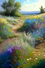 Placeholder: painting in oil of landscape of several kinds of wildflowers, oilpainting, ultrasharp, realistic colors