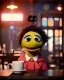 Placeholder: Pub scene, hybrid character, waitress woman with monster muppet mask that covers her entire head, retro style, Sesame Street style, smooth, unreal engine 5, god lights, ray tracing, RTX, lumen lighting, ultra detail, volumetric lighting, 3d.