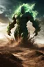 Placeholder: Earth elemental rising from the ground, swirling falling windswept dirt blowing off the humanoid spirit rising, 3d digital concept art