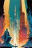 Placeholder: create a wildly imaginative illustration of an ethereal, otherworldly , vibrant , thriving, antediluvian statuary city, fluid organic architecture, in the comic book art style of Bill Sienkiewicz, Mike Mignola, and Jean Giraud Moebius, finely drawn, colored and inked, suffused with dramatic natural light and shadow