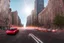 Placeholder: A Tesla 'Semi' (semi truck) is going at a high speed, near the Flatiron Building in Manhattan. (CINEMATIC, WIDE ANGLE LENS, PHOTO REAL)