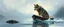 Placeholder: airbrush rendering, wolf is being rescued from boat in lake, business logo