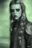 Placeholder: Danish singer MØ face, darkness style viking smiling end hell sureal blade witch