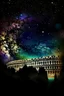 Placeholder: The Italian Colosseum, City buildings at night in Abstract Fluid, Galaxy nebula