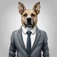 Placeholder: make one realistic business dog that are made of shapes and have a suit on