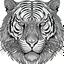 Placeholder: Tiger front face view, cartoon, mandala, white back ground color, real style, realistic, minimalistic, minimal black line art, line art, crisp line art, unique coloring sheet, outlined, outline, crisp, crisp line edges, illustration, thin lines, crisp clear lines, line art, clean line art, unique, 8k, amazing, masterpiece, no colors, no dark color, no black color, avoid thick black, minimalistic line edges, pure white back ground, image character full fit to page,