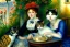 Placeholder: Two cats on a terrace. Auguste Renoir. Perfect eyes with perfect iris.