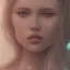 Placeholder: Sasha Luss using a VR headset close up ultra detailed face art cinematic in front a mirror and blue and red sky