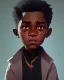 Placeholder: Portrait of a gorgeous black skinned toddler warlock boy with dark hair by Jim Kay