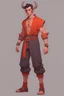 Placeholder: Full Body, Male Tiefling Massive Body, monk, street outfit like goku