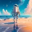 Placeholder: An astronaut walking on the beach of a beautiful sea, digital art, anime style, 4k, full details, high resolution