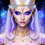 Placeholder: cosmic mage, elf, female, battle mage, epic, cosmic magic, long ears, white hair, face details, pale skin, detailed eyes, jewellery, broad shoulders, glowing eyes, sharp ears, cosmic clothes, bright eyes, cosmic eyes, ears between hair