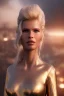 Placeholder: Ultra Realistic retro sci-fi movie scene, waist up view portrait, blonde woman, sweet young Claudia Schiffer face, perfect iris, glow eyes, makeup, weapon. Soldiers next to background, Retro sci-fi style, helmet, tight latex coat, fog, rain, soft color, highly detailed, unreal engine 5, ray tracing, RTX, lumen lighting, ultra detail, volumetric lighting, 3d, finely drawn, high definition, high resolution.