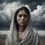 Placeholder: Hyper Realistic Sad young-Pushto-women with cloudy sky & dramatic ambiance