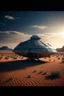 Placeholder: cinematic photo of a stunning spaceship landed in the desert