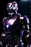 Placeholder: a sleek high tech iron man suit with purple colors