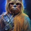 Placeholder: photorealistic and intricate portrait of chewbacca in star wars by Carne Griffiths, wearing beskar armor, deep dark colors, hyperdetailed, 32K, oil on canvas,