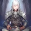 Placeholder: A nord male battlemage from Skyrim, full plate nordic armor, white hair of medium length, hearty, smiling