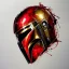 Placeholder: photorealistic the mandalorian helmet, illustration by <agnes cecile> <Yoji Shinkawa>, ornate and intricate details , soft smooth lighting, blood red and gold colormix, concept art